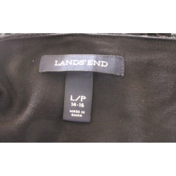 Lands End Dress Black Velvet Bodice Flocked Flared Skirt Size Petite Large - Picture 5 of 5